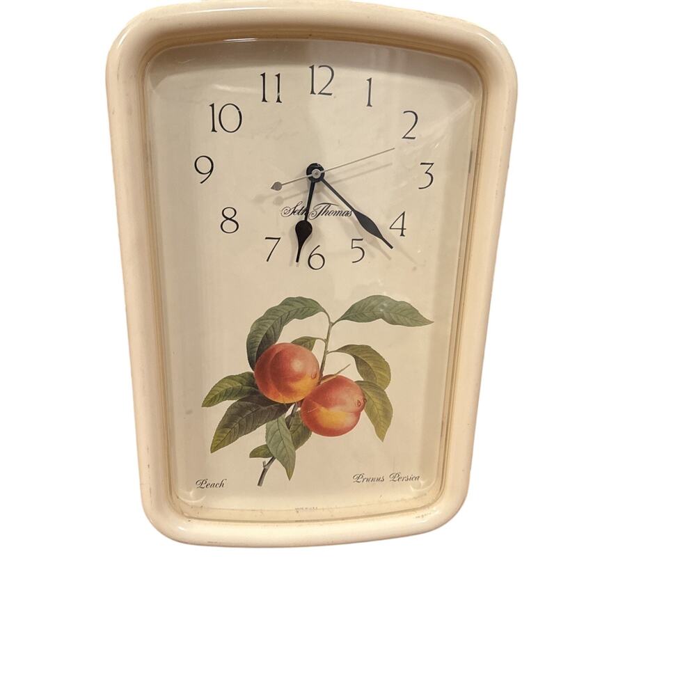 Vintage Seth Thomas Art Deco peach glass Will clock